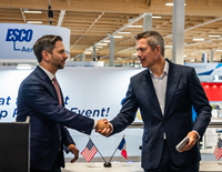 Archer founder and CEO Adam Goldstein with U.S. Transportation Secretary Sean P. Duffy at the Paris Air Show