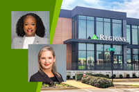 Longtime Regions banker Mia Hubbard (top left) will serve as Retail Service Delivery Manager, and Lisa Phillips (lower, right) will succeed Hubbard as Consumer Banking Executive for Regions in Georgia and the Carolinas.