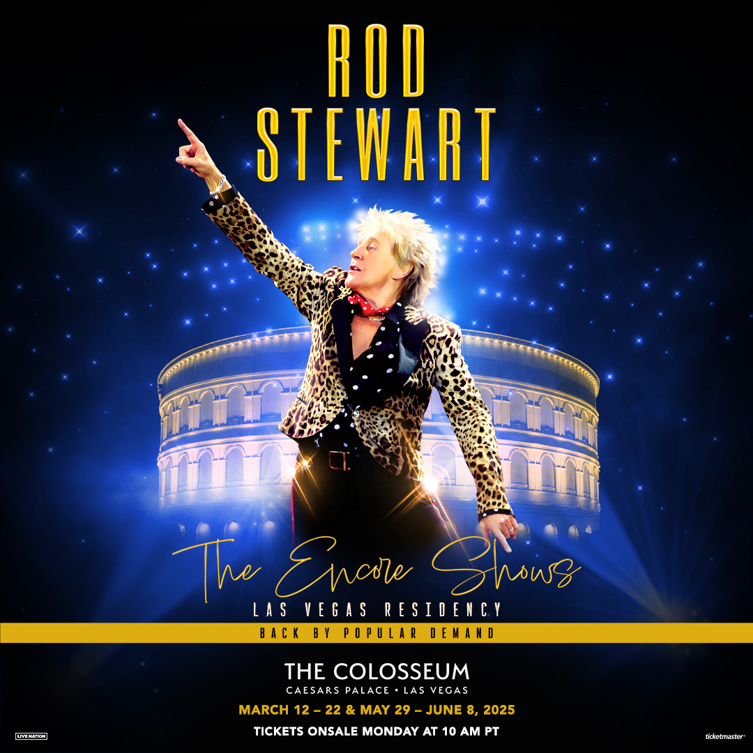 Rod Stewart performing live during the 2025 concert tour