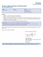 Notice of Annual Meeting of Shareholders of Xcel Energy Inc.