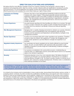 Director Qualifications and Experience