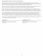 - Management Report on Internal Controls Over Financial Reporting