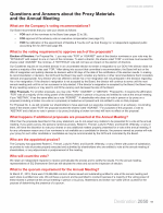 Questions and Answers about the Proxy Materials and the Annual Meeting