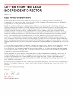 Letter from the Lead Independent Director