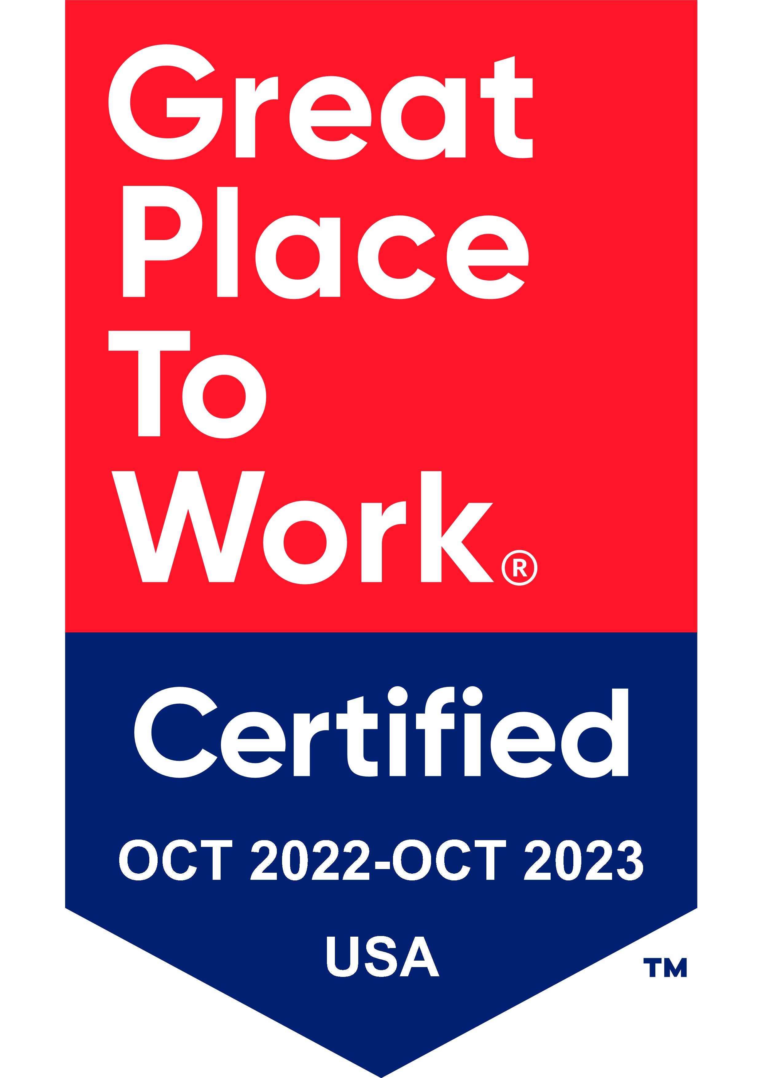 Great Place to Work ® Certified: November of 2021 to November of 2022