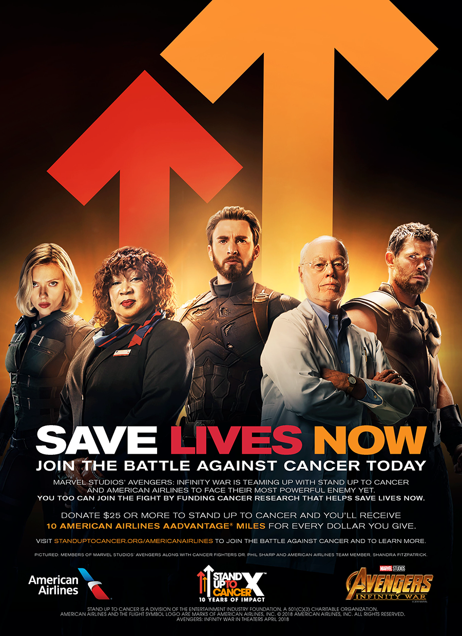 New PSA features Marvel Studios heroes, American Airlines team members & SU2C researchers joining forces against the disease