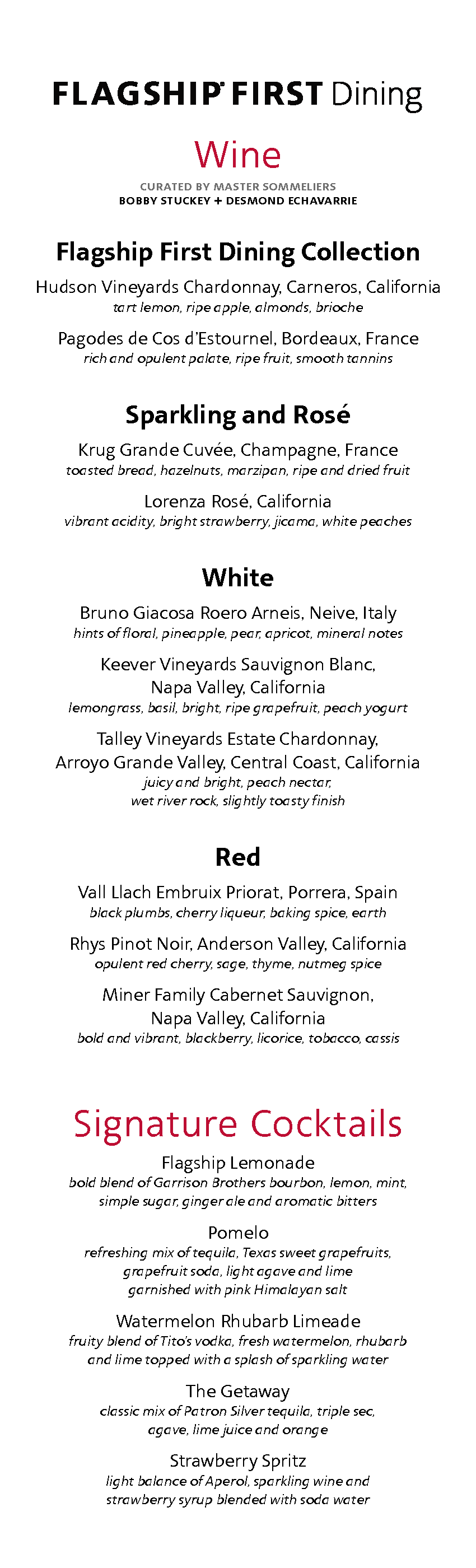 American wine hot sale list