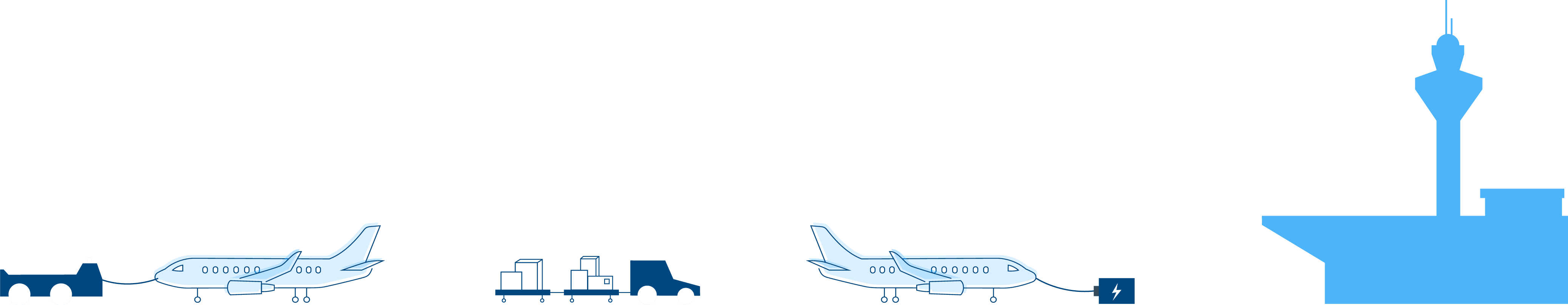 Illustration showing planes on an airport tarmac