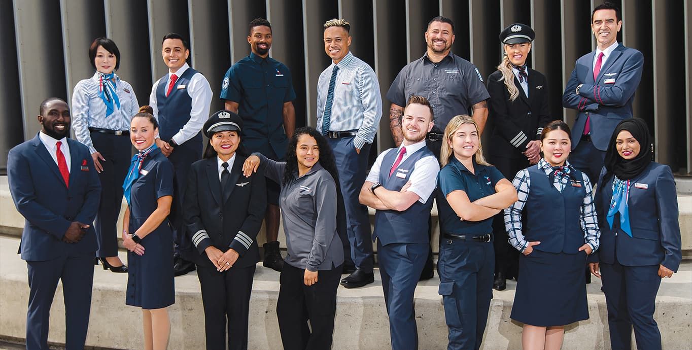 A group photo showing part of the diverse American Airlines team